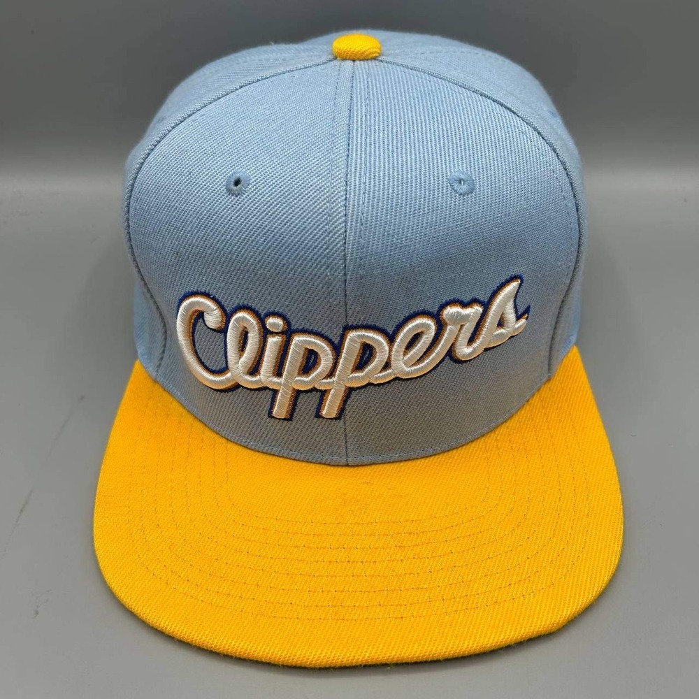 Los Angeles LA Clippers Hat Men Blue Yellow Mitchell & Ness Snap Back Cap